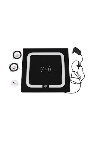 Powermaster Kh-bc01 Mobilya Komodin Kablosuz + Kablolu Şarj Ünitesi Bt Speaker Dokunmatik Led Aydınlatma Diğer