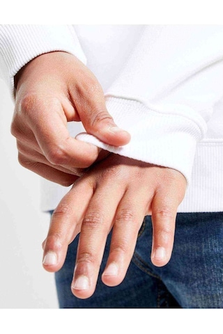 Yavru Sevimli Kedi Baskılı Unisex Çocuk Kapüşonlu Sweatshirt Beyaz