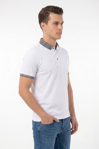 Raymons Erkek Polo Yaka Kısa Kollu Tişört Regular Kalıp T1000 Bgl-st05554 Beyaz