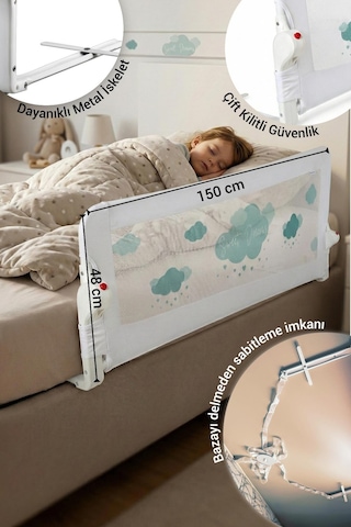 Wellgro Littles 150 48 CM Yatak Bariyeri Çocuk Yatak Korkuluğu Yeşil