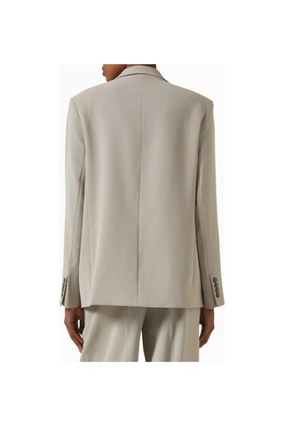 12storeez Krep Kumaş Straight Fit Blazer Ceket, 80 Ler Ilhamlı Feminen Kesim Bej