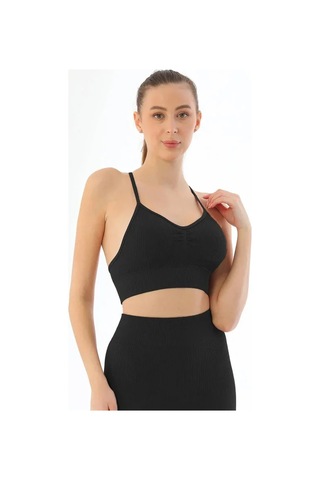 Angbutik Siyah Mı 3921 Soft Seamless Ripli Tayt Yoga Takımı