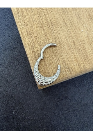 316 L Cerrahi Çelik Otantik Desenli Oval Model Halka Piercing Gold