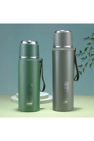 Kapris Çift Katlı Paslanmaz Çelik Termos Gri 1 Litre Kap-294 Siyah