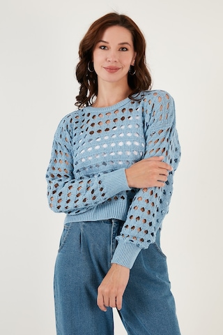 Lela Ajurlu Triko Örme Bayan Kazak 6071533 Mavi