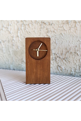 El Yapımı Ceviz Ağacı Ahşap Dekoratif Masa Saati