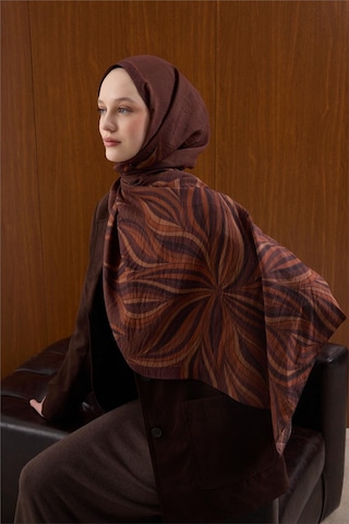 Silk Home Viskon Karışımlı Mayda Şal Kiremit Zemin Çok Renkli Desenli Tok Duruşlu 190x70