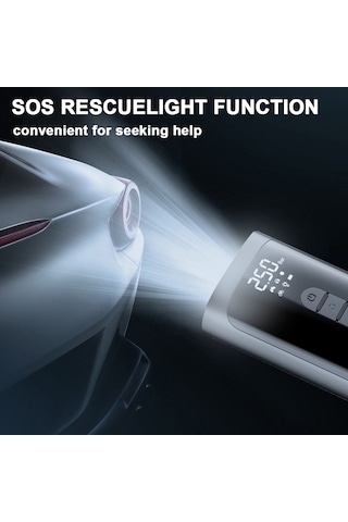 Vkemall Kompakt Kablosuz Akıllı Araç Lastik Pompa, 4 Modlu Çok Fonksiyonlu, Dijital Gösterge, Motosiklet Bisiklet Toplar İçin