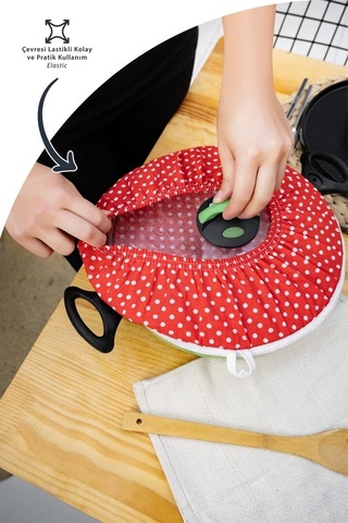 Şık Ve Pratik Demlematik: Pilav Demleme Örtüsü , Tencere Kapağı Bonesikırmızı Puantiye