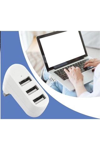 4 Port Usb 2.0 Hub Çoklayıcı Çoğaltıcı 180 Derece Dönen Beyaz
