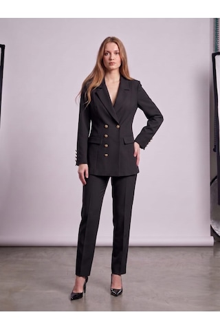 Prenses Kadın Regular Kesim Blazer Ceket Pantolon Takım Modern Trend Zamansız Siyah
