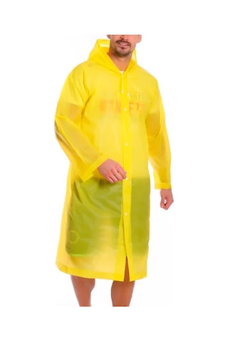 Kadın Erkek Yağmurluk Kapüşonlu Çıtçıtlı Eva Sarı Yağmurluk