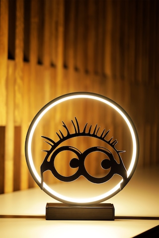 Minion Gözlük Silüetli Metal Led Masa Lambası Dekoratif Çocuk Odası Işığı Eğlenceli Gece Lambası Minion