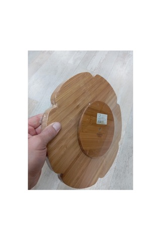 Dönen Standlı Bambu Sunum Tabağı - Çap:32cm Turuncu