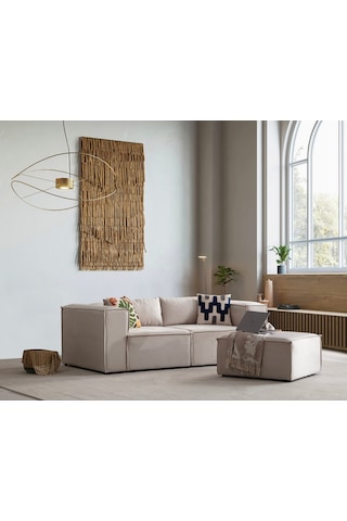 Nova 3 Modül Modüler L Köşe Koltuk Takımı Kırık Beyaz