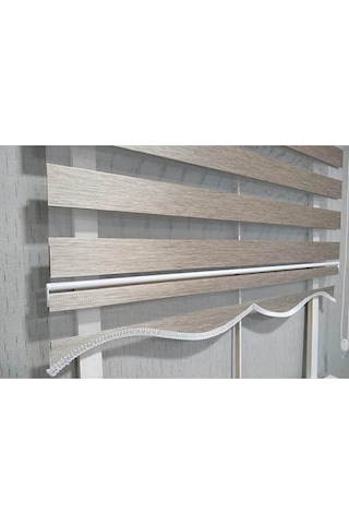 Ahşap R-07 Düz Zebra Stor Perde Etek Dilimli Alüminyum Kasa+etek Dilimi Kahverengi 100 x 200