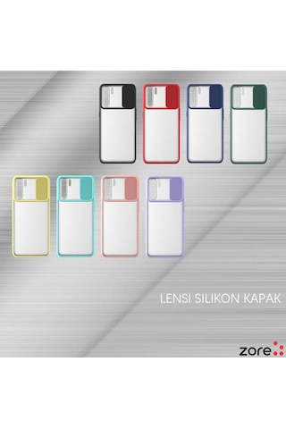 Noktaks - Oppo Uyumlu Oppo A91 - Kılıf Slayt Sürgülü Arkası Buzlu Lensi Kapak - Koyu Yeşil