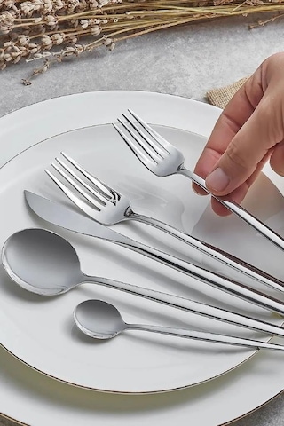 Karaca Orion 30 Parça 6 Kişilik Çatal Kaşık Bıçak Takımı Platin