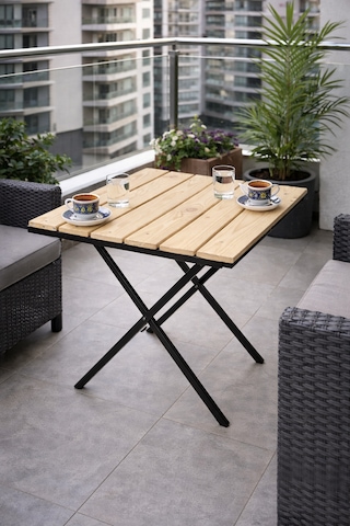 Ecowood Katlanır Masa Balkon Bahçe Kamp Ahşap