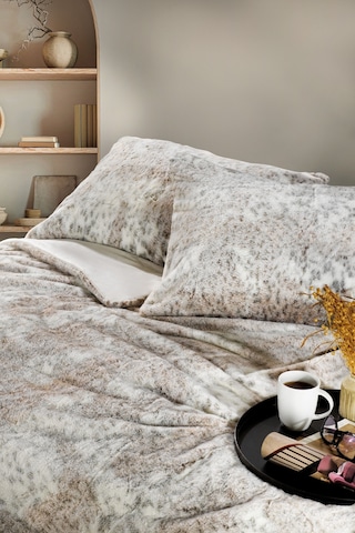 Zebra Casa Leopard Çift Kişilik Comforter Set Vizon