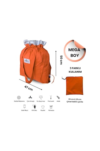 Kukita Büyük Boy Su Geçirmez Çok Amaçlı Plaj Çantası Turuncu