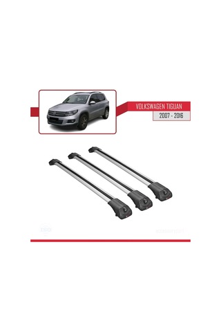 Volkswagen Tiguan 2007-2016 Arası İle Uyumlu Ace-1 Ara Atkı Tavan Barı Gri 3 Adet Bar
