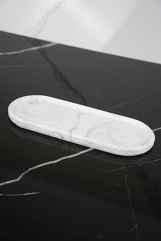 Betonmall Dekoratif Oval Sunum Tepsisi Tabağı Sunumluk 9x23 Cm - Siyah Beyaz