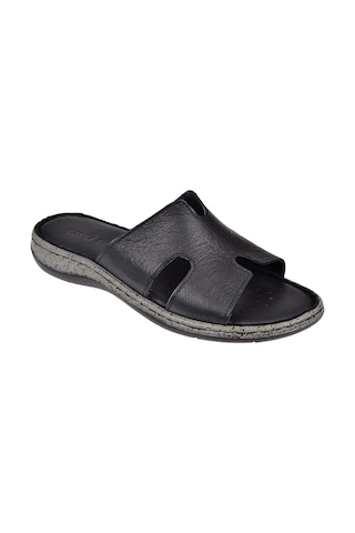 Castle Black Hakiki Deri Comfort Kadın Terlik Cb-22404 Siyah