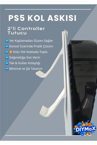 Ps5 Kol Askı Aparatı 2 Li Controller Tutucu Clip, Playstation 5 Yan Montaj Standı - Beyaz