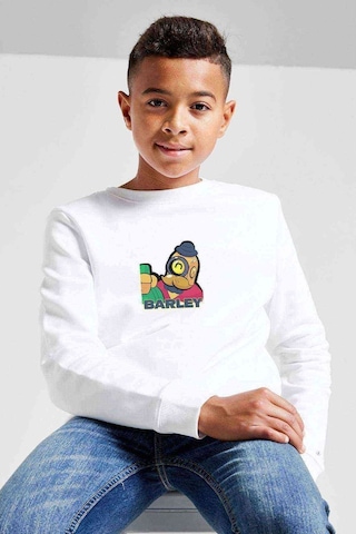 Tshirthane Brawl Stars - Barley 2 Baskılı Unisex Çocuk Beyaz Sweatshirt Beyaz