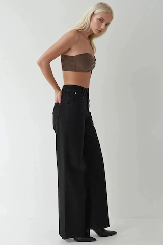 Hiccup Yüksek Bel Wide Leg Kot Pantolon Siyah