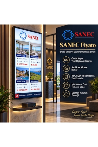 Sanec Emlak & Gayrimenkul Tabelası 32" Hdmı Ekranlı Dijital Tabelası Sistemi