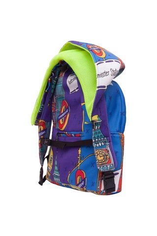 İkigai City Serisi Okula Dönüş London Desenli Çıkabilir Kapüşonlu Hafif Notebook Cepli Sırt Çantası - Renkli Çok Renkli