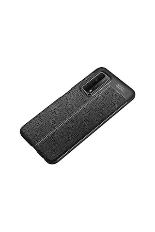 Huawei P Smart 2021 Deri Görünümlü Firo Silikon Kılıf Siyah