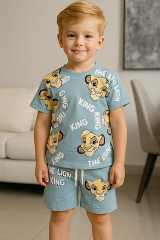 King Erkek Çocuk Şortlu Takım Mavi