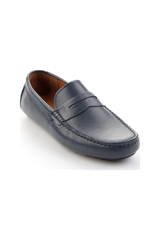 Bambi Lacivert Hakiki Deri Erkek Loafer Ayakkabı E01547009740 Lacivert