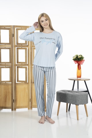 Estiva 24118 Kadın Çizgili Uzun Kollu Yazlık Viskon Pijama Takımı 001
