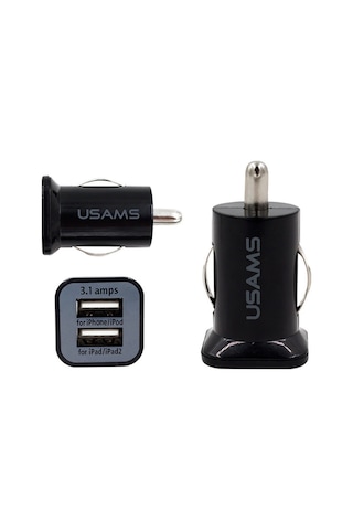 Usams 3.1A Mini Çift Girişli 12V Araç Şarj Başlık