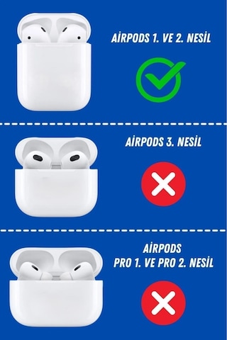 Airpods 1-2.nesil Uyumlu İçi Kadife Dışı Silinebilir Silikon Özel Kutulu Lansman Kulaklık Kılıfı Çok Diğer