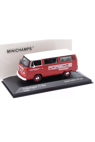1:43 Ölçek Minichamps 1972 Volkswagen T2 Bus Porsche Renndienst Diecast Metal Minyatür Model Araba 10cm