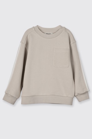 Panço Erkek Bebek Kol Üstü Şerit Detaylı Taş Sweatshirt Gri