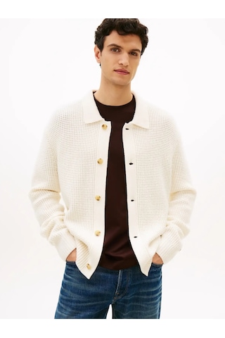 Tommy Hilfiger Dc Button Up Cardıga, Z00 Krem Erkek Hırka