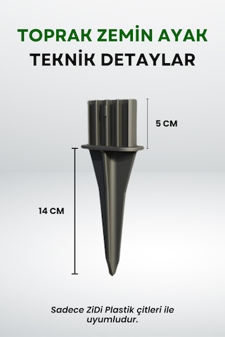 Çit Uyumlu 10'lu Toprak Zemin Ayak - Siyah
