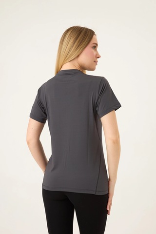 Zoor Kadın Kısa Kol Compression Fitness Gym Spor Body Tshirt Füme