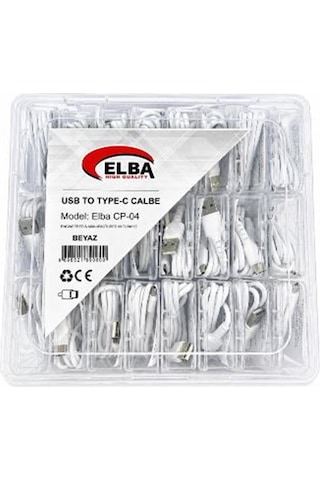 Elba Cp-04 Şeffaf Kutulu Usb To Type-c 24lü Beyaz Şarj Kablosu