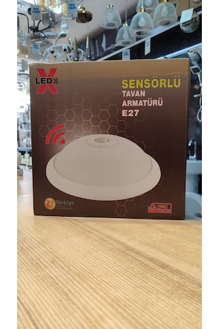 360 Hareket Sensörlü Tavan Armatürü 2 Duylu Apartman İçi Merdiven Önü Uygun Beyaz