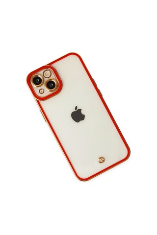 Mey İthalat Apple, Uyumlu iPhone 14 Plus Kılıf Liva Lens Silikon - Kırmızı