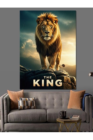 Aslan Kral Portre Sanatı The King Dekoratif Kanvas - Mdf Ahşap Tablo