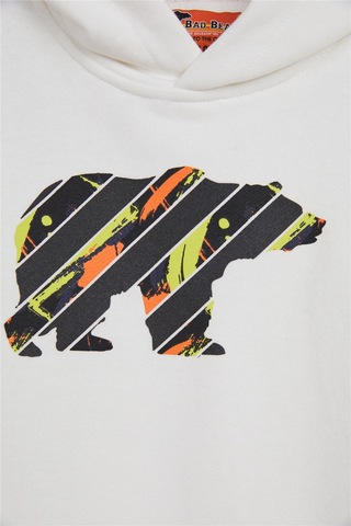 Bad Bear Mono Beyaz Çocuk Kapüşonlu Sweatshirt-Off-Whıte Çok Renkli