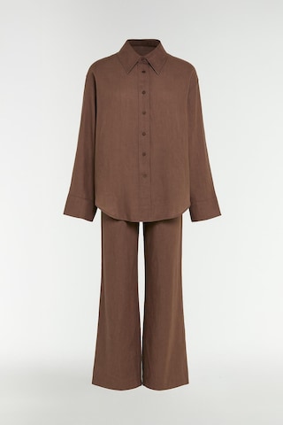 Kol Detaylı Gömlek Pantolon Takım Kahverengi Kahverengi